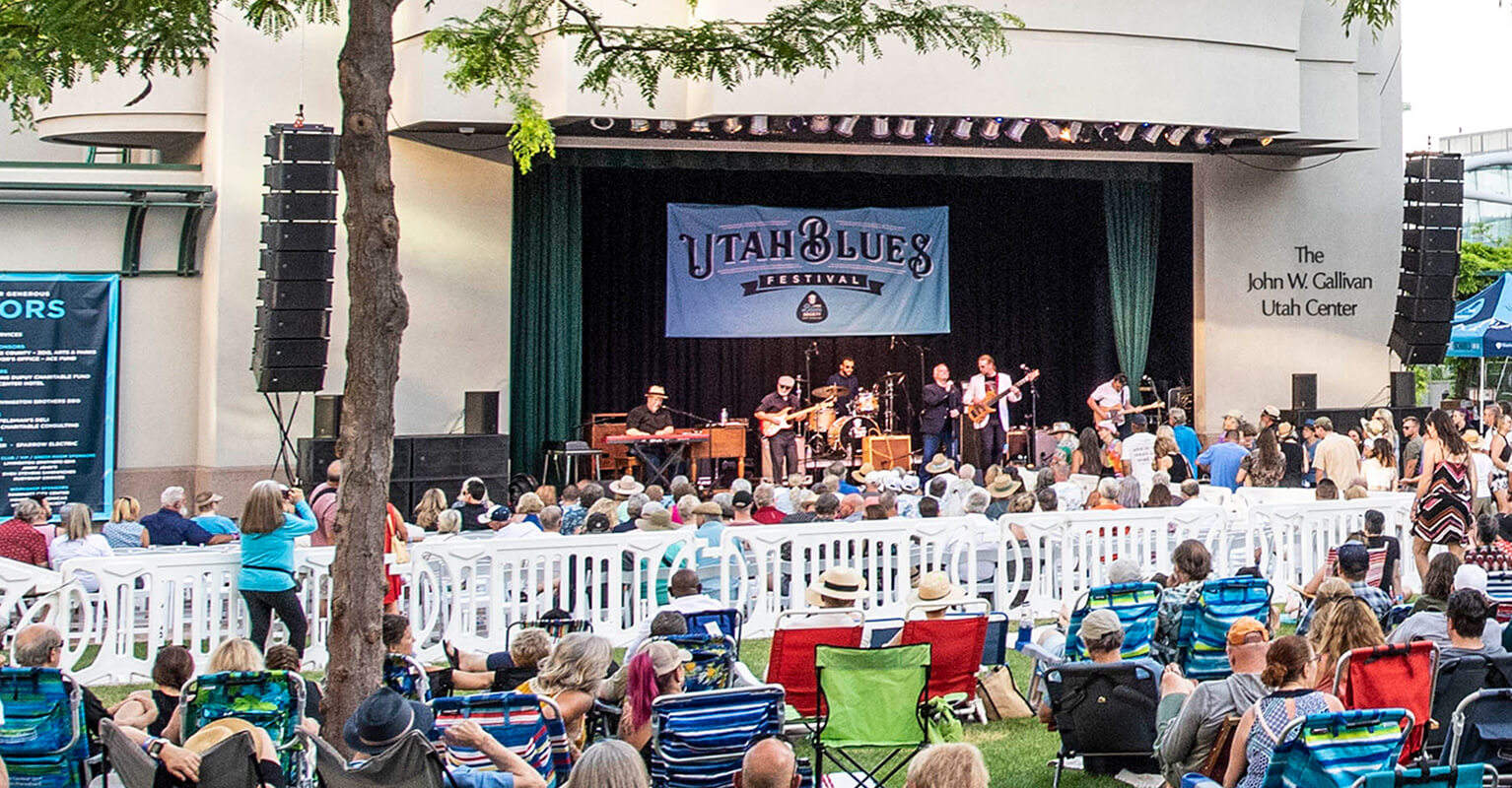 audience watching the main stage at Utah Blues Festival